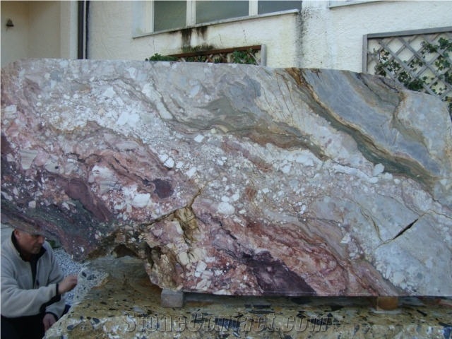 Breccia Arlecchino Blocks, Italy Lilac Marble