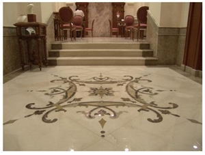 Waterjet Medallion, Ruschita Creme Rosa Pink Marble