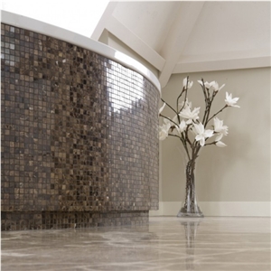 Marron Imperial Mosaic Wall Tiles, Dark Emperador Brown Marble