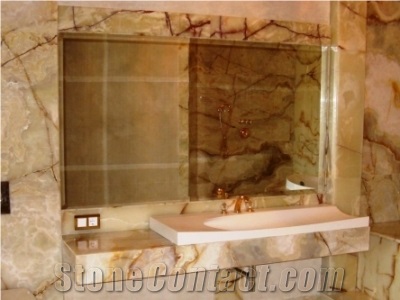 Honey Onyx Bath Top, Yellow Onyx Bath Top