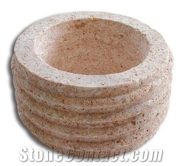 Pietra Lara Flower Pot for Monument, Beige Limestone Urn, Vase, Bench