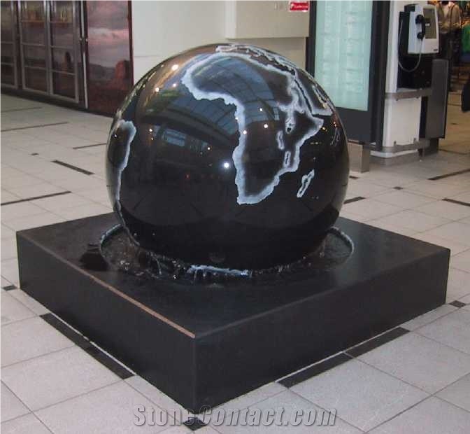 Globe Fountain, Black Granite Fountain