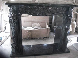Black Galaxy Granite Fireplace