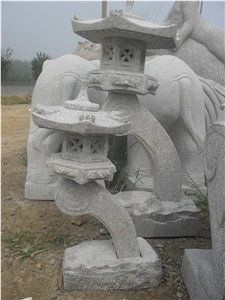 Japanese Style Garden Lantern Export to Europe,China Grey Granite Lamps