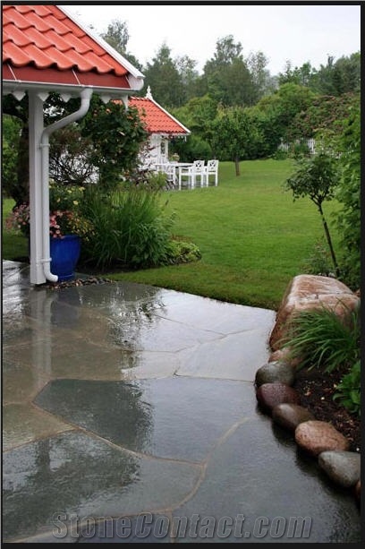 Dark Grey - Black Quartzite Flagstone Pavement, Stjoerna Grey Quartzite