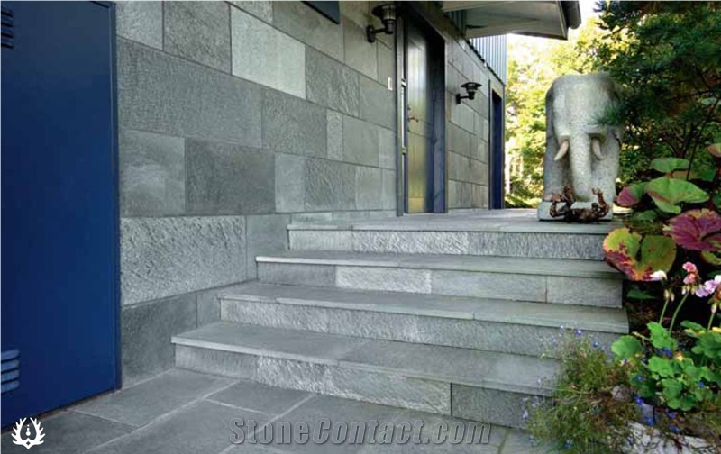 Offerdal Quartzite Stairs Treads and Risers, Grey Quartzite