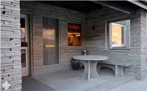 Oppdal Quartzite Table Top and Bench, Grey Quartzite