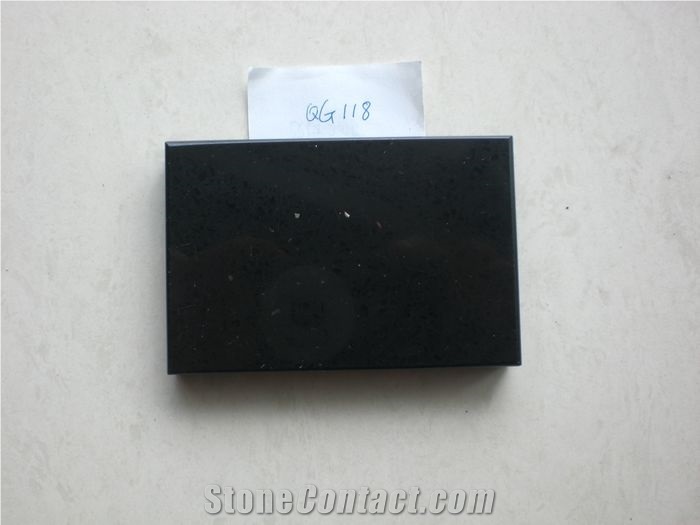 Black Crystal Quartz Stone,Balck Star Quartz Surface,Solid Surface Sheet,Black Engineered Stone,Artificial Stone