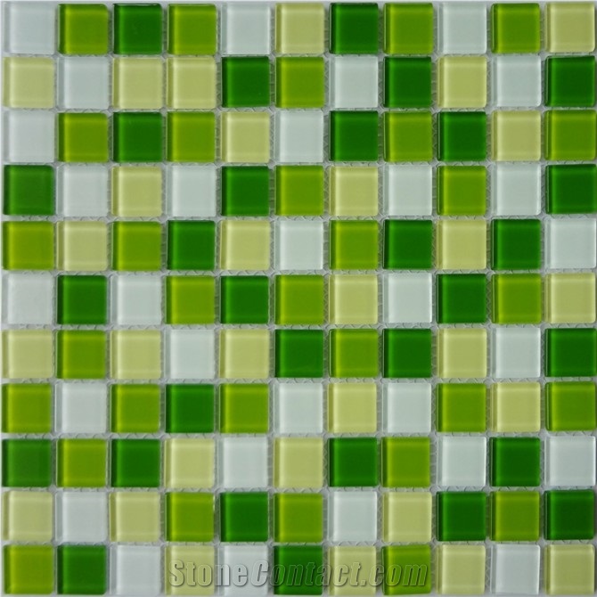 Green Yellow Glass Tile Mosaic Pattern