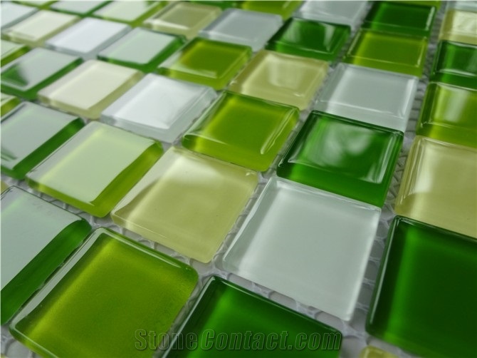 Green Yellow Glass Tile Mosaic Pattern