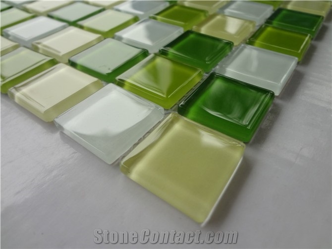 Green Yellow Glass Tile Mosaic Pattern