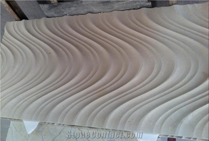 Nature 3D Limestone Tv Background Wall, White Limestone Wall