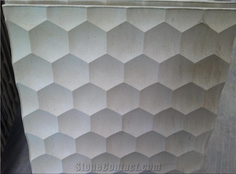 Nature 3D Limestone Tv Background Wall, White Limestone Wall