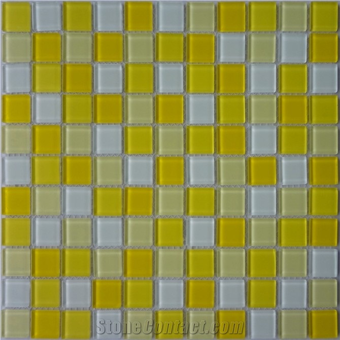 White Yellow Crystal Glass Mosaic Tile