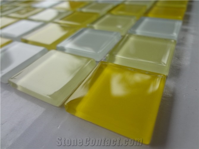 White Yellow Crystal Glass Mosaic Tile