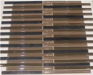 Black Marquina Marble Mosaic Mix Glass Tile Patter