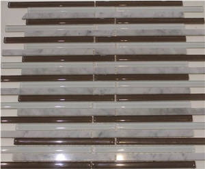 Carrara White Marble Mosaic Mix Glass Tile