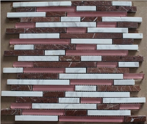 Crystal White,emperador Light Marble Glass Mosaic