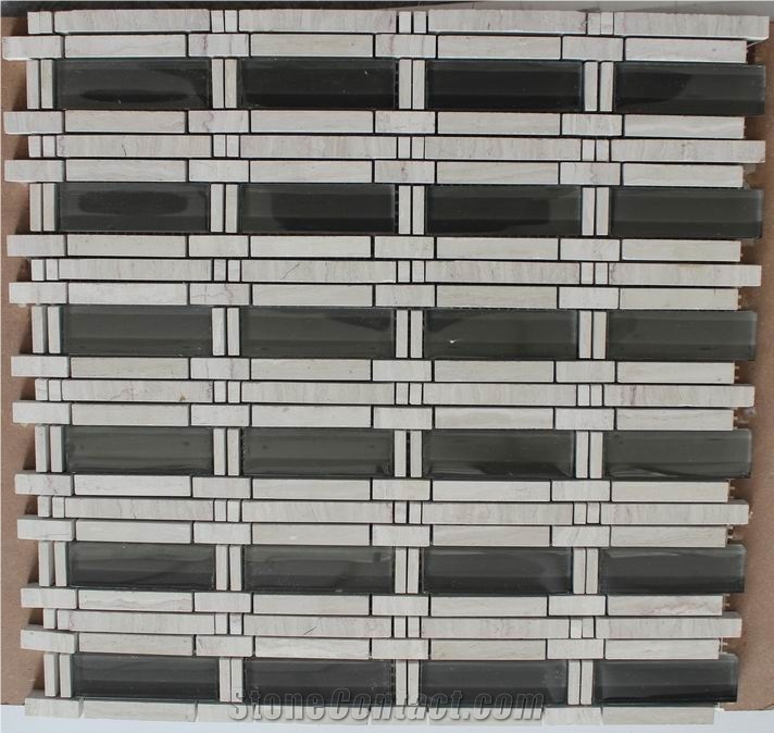 Crystal White,emperador Light Marble Glass Mosaic