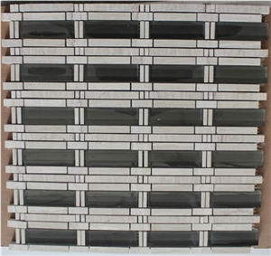 Crystal White,emperador Light Marble Glass Mosaic