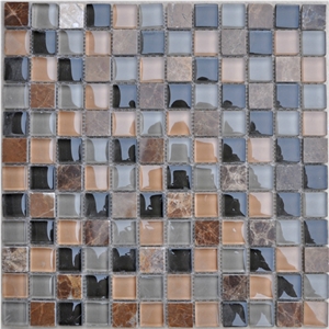 Crystal White,emperador Light Marble Glass Mosaic
