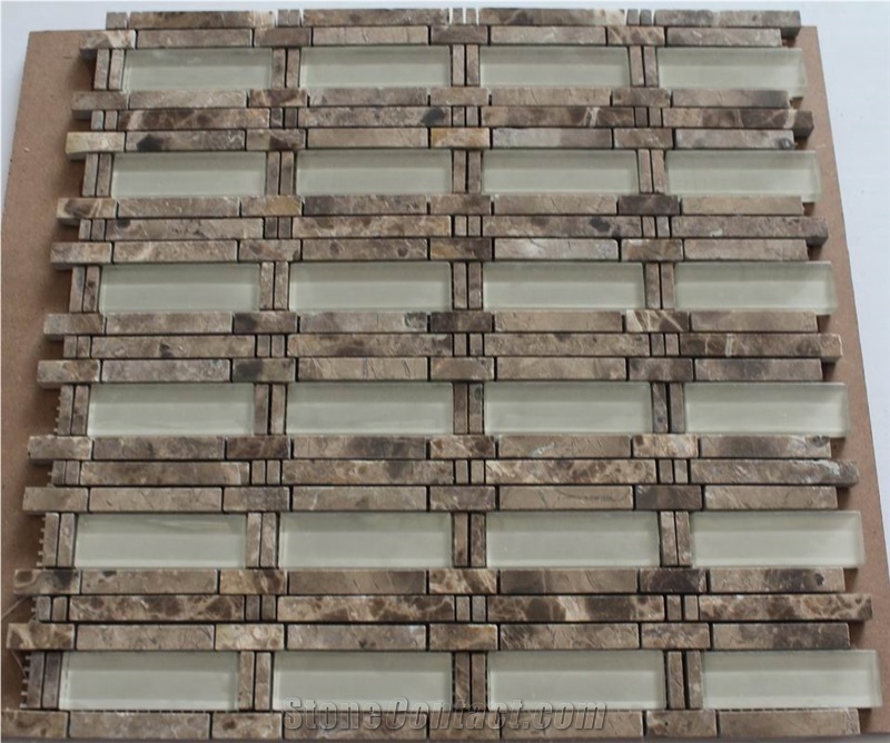 Emperador Dark Marble Glass Mosaic Tiles