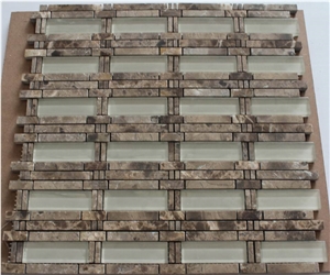 Emperador Dark Marble Glass Mosaic Tiles