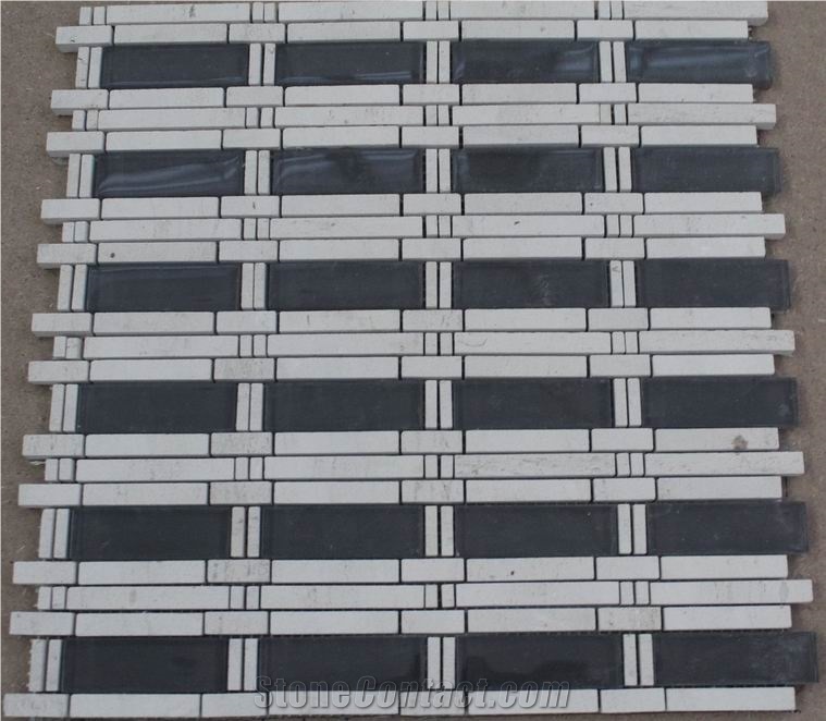 Emperador Dark Marble Glass Mosaic Tiles