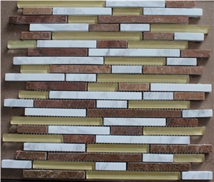 Golden King,White Travertine Glass Mosaic