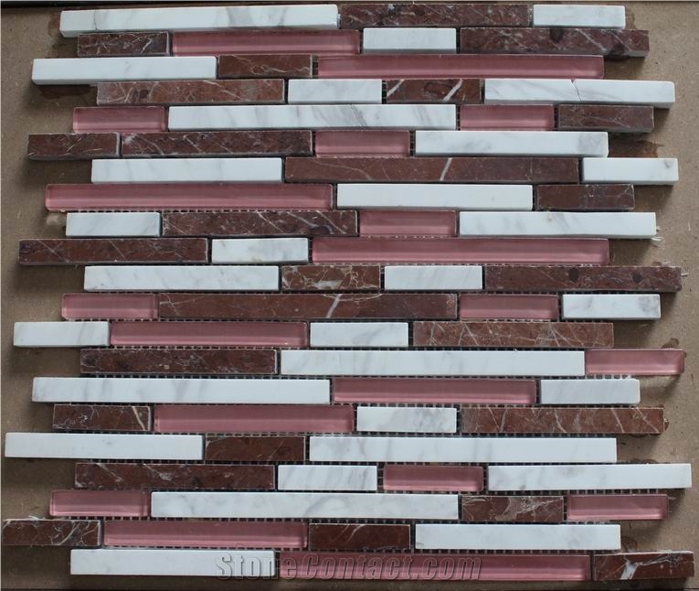 Golden King,White Travertine Glass Mosaic