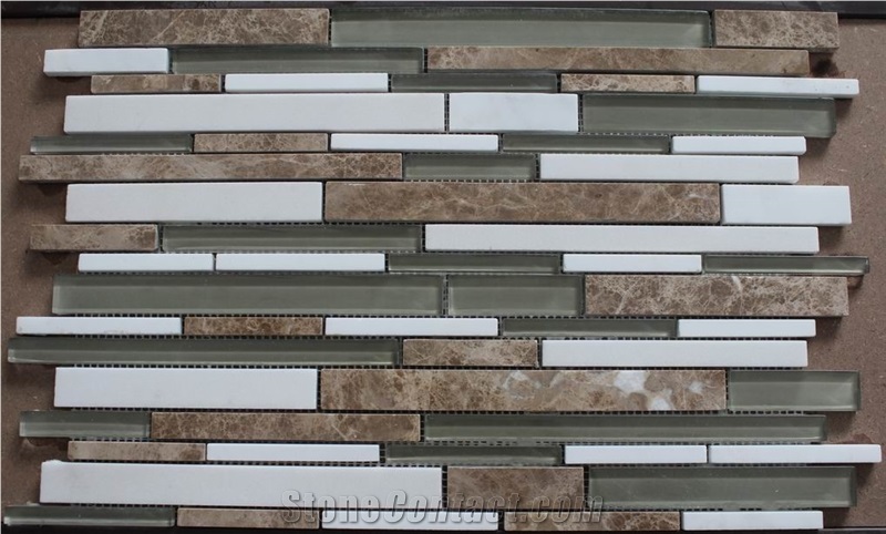 Light Emperador,Crystal White Stone Glass Mosaic