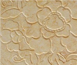 Nature 3D Carving Feature Stone Relief, Beige Marble Relief