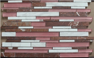 Rosso Levante,Volakas Stone Glass Mosaic Pattern