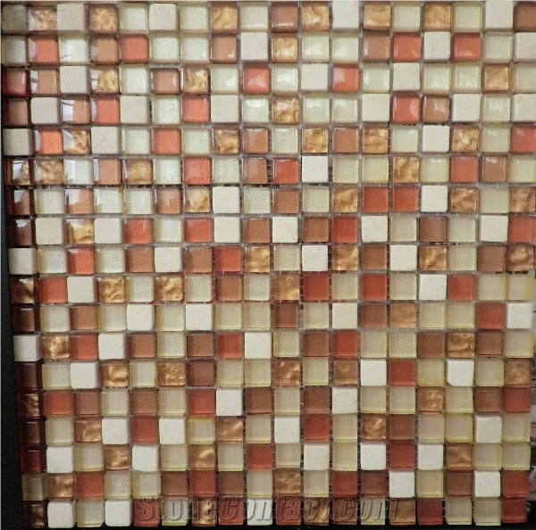 Rosso Levante,Volakas Stone Glass Mosaic Pattern