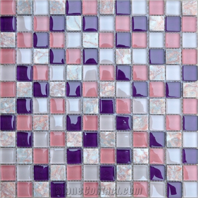 Rosso Levante,Volakas Stone Glass Mosaic Pattern