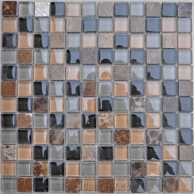 Rosso Levante,Volakas Stone Glass Mosaic Pattern