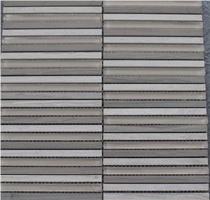 White Serpengiate Marble Glass Mosaic Pattern