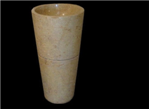 Travertino Villa De Leyva Pedestal Conick, Yellow Travertine Sinks, Basins