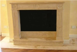 Rocherons Dore Fireplace, Beige Limestone Fireplace Rocherons Dore Fireplace, Beige Limestone Fireplace