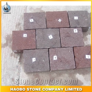 Basalt Split Natural Cube Stone, Volcanics Red Basalt Cube Stone