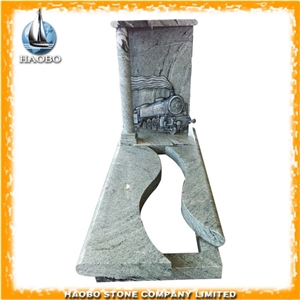 Granite Tombstones Train Carving Monument
