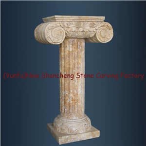 Stone Column, Yellow Travertine Column