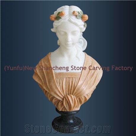Stone/Marble Bust Carving Head Statue, White Marble Head Statue