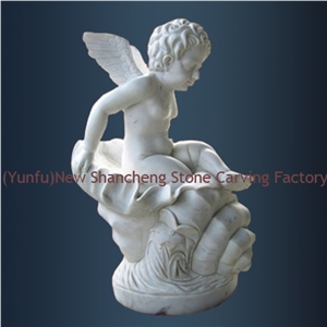 Stone Marble Children Sculpture, China White Marble Sculpture