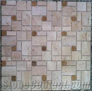 Travertine Mosaic,stone Mosaic, Denizli ,Noce Beige Travertine Mosaic