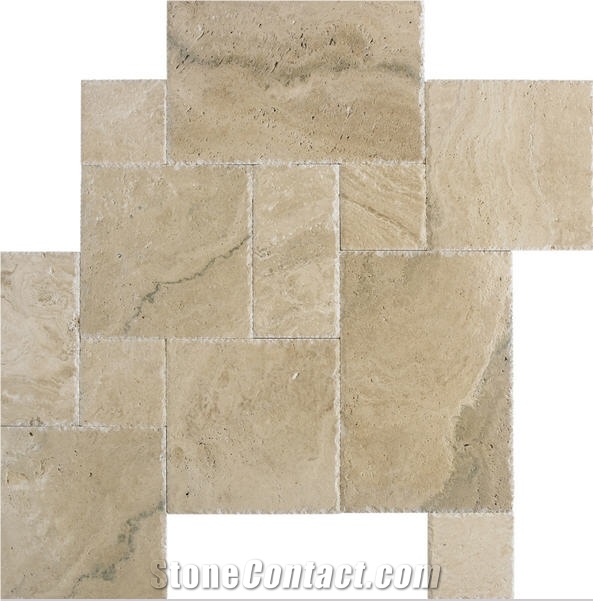 Ivory Onyx Blend Travertine Versailles Pattern