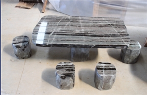 Black and White Stone Top Dining Table HFZZ001J3