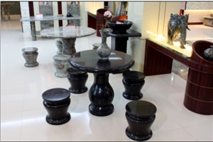 Black Round Table HFZZ001I, Ink Jade Black Marble Table Black Round Table HFZZ001I, Ink Jade Black Marble Table