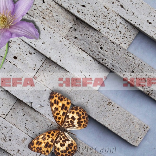 Grey Travertino Mosaic -XMD001T315, Silver Grey Travertine Mosaic