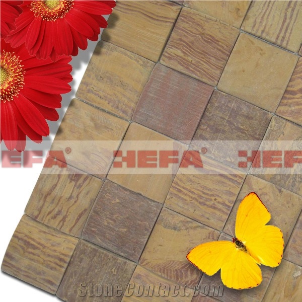 Wood Red Mosaic Art Pattern-XMD003W, Wood Red Sandstone Mosaic